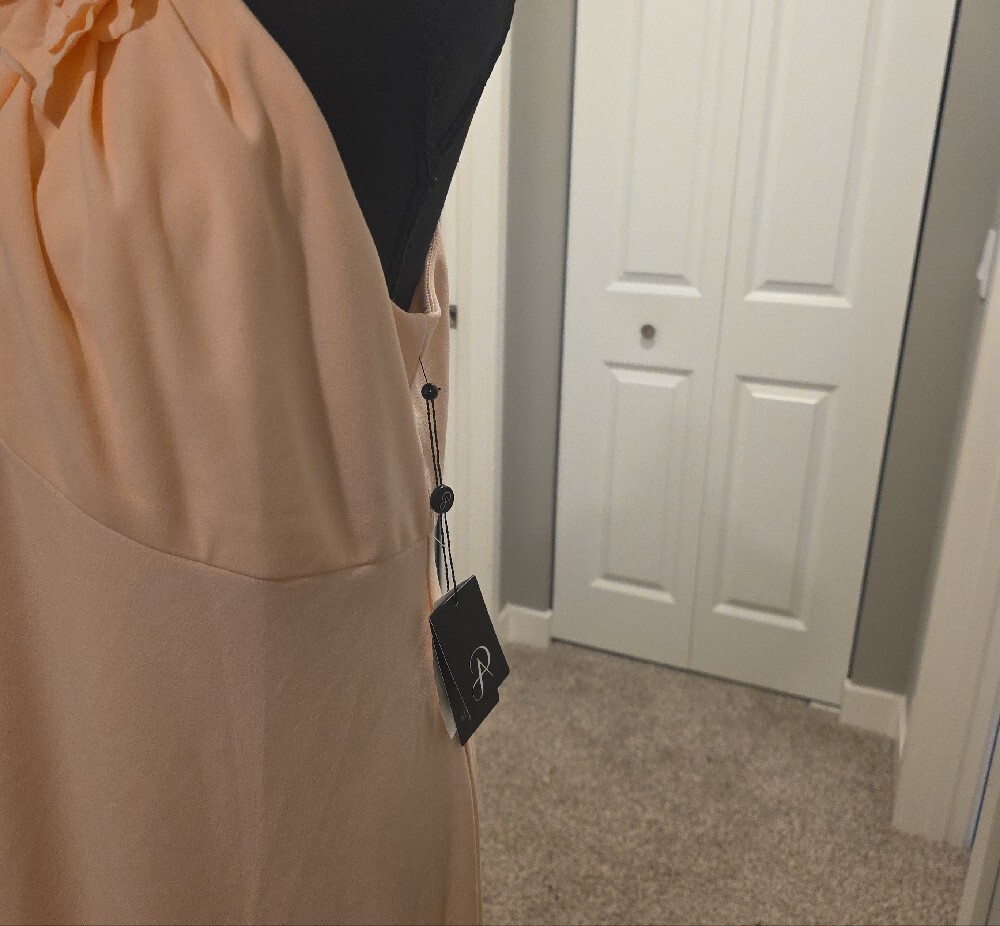 Adrianna Papell Blush Peach Kiss  Floral Halter Maxi Dress - Picture 7 of 13